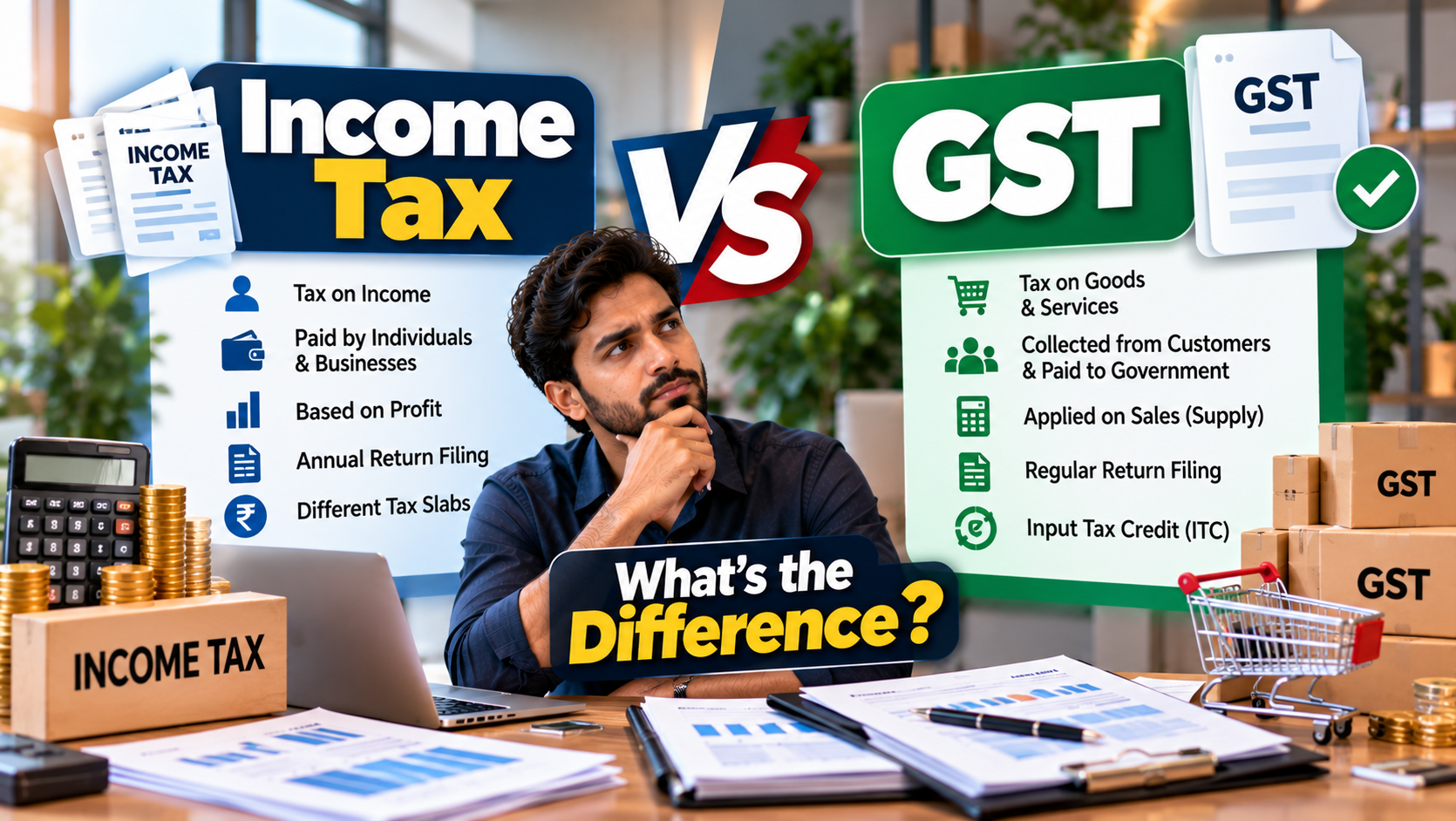 Income Tax vs GST — What's the Difference in India?